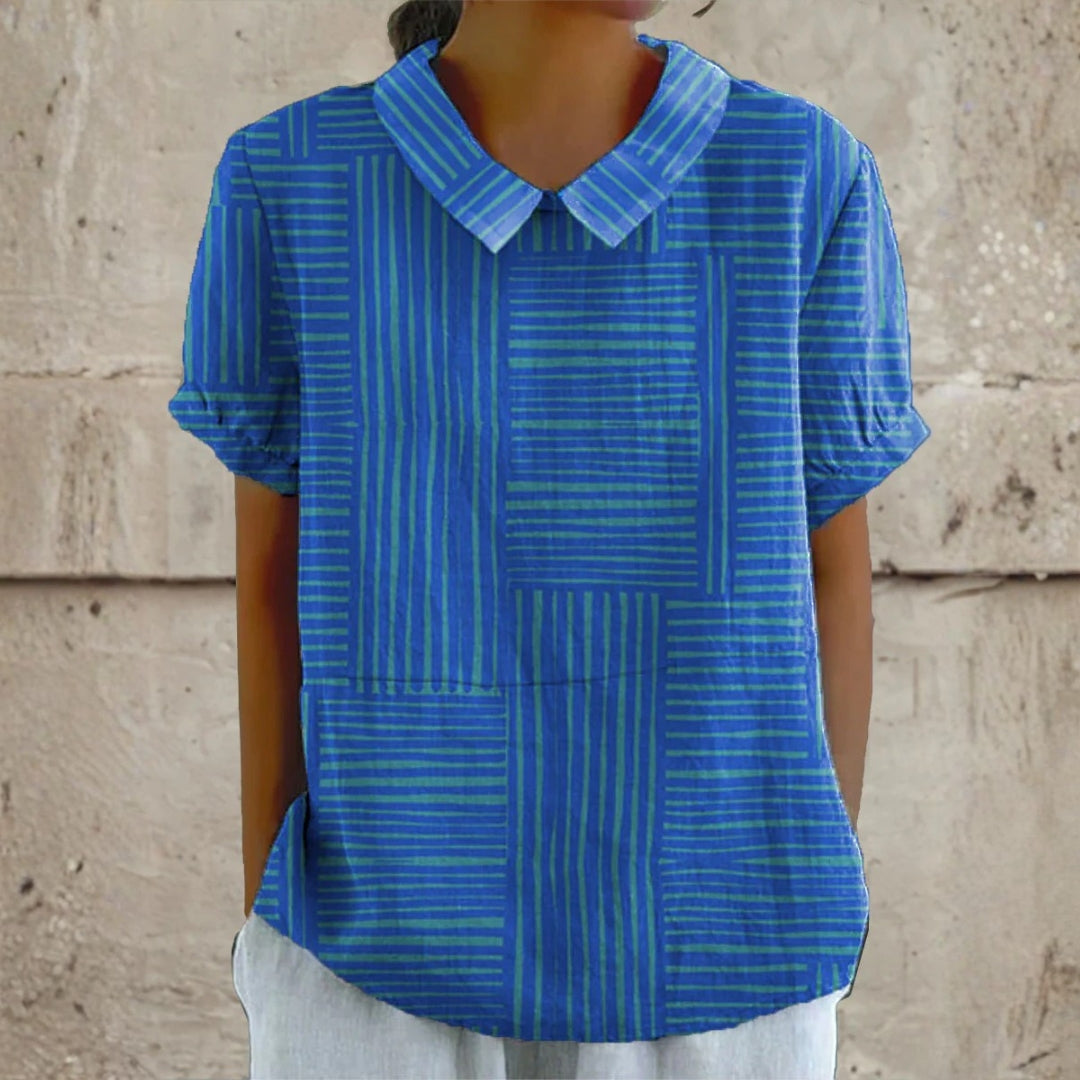 Quinn - Gestreepte Geometrische Blouse