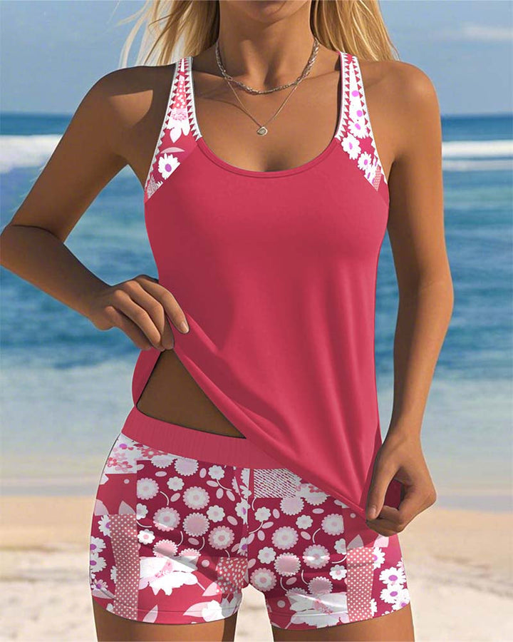 Leslie - Badpak Tanktop met Geprinte Boxer Set