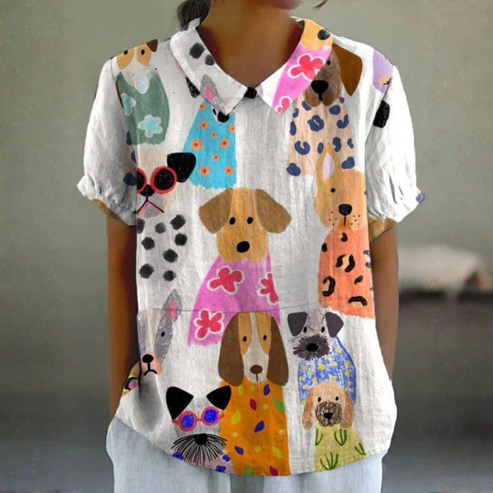 Aubrey - Hondenprint Blouse