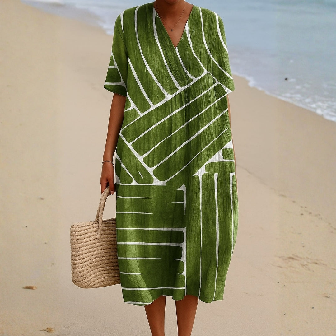 Brittany - Groene Jurk met Geometrisch Patroon