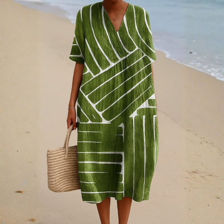 Brittany - Groene Jurk met Geometrisch Patroon