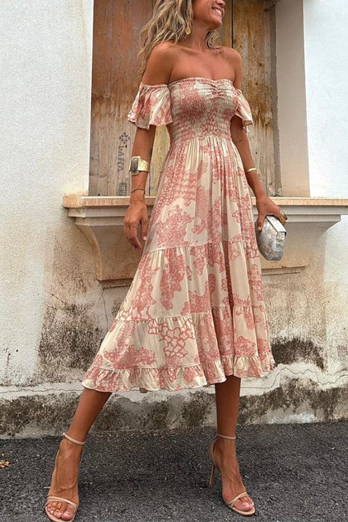 Isabella - Off Shoulder Midi Jurk