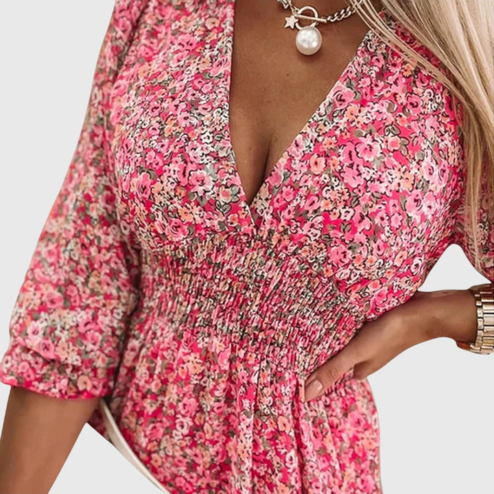 Stephanie - Bloemen Puff Sleeve Jurk