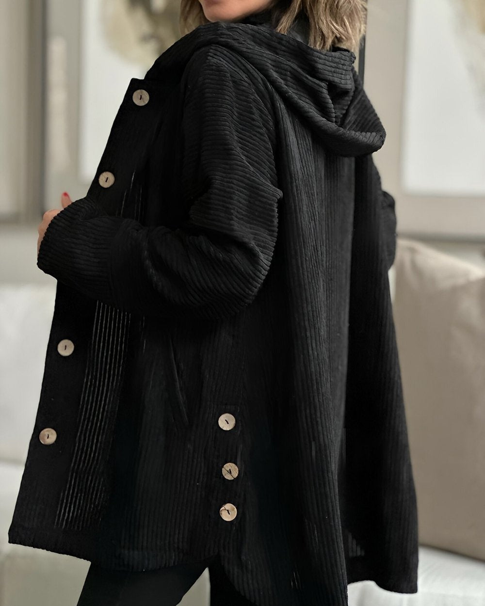 Abigail - Corduroy Hoodie Cardigan