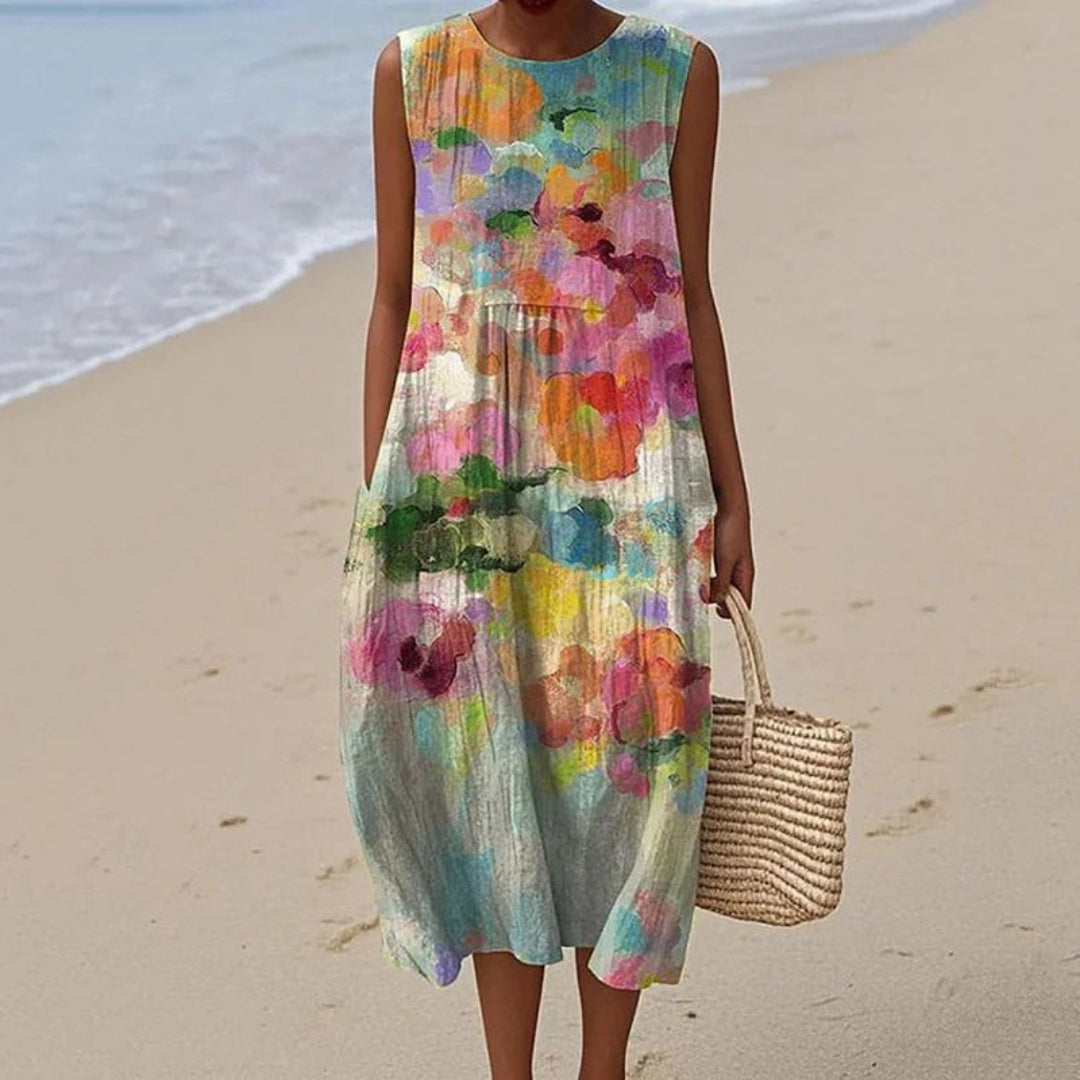 Alexis - Elegante Waterverf Effect Vloeiende Jurk