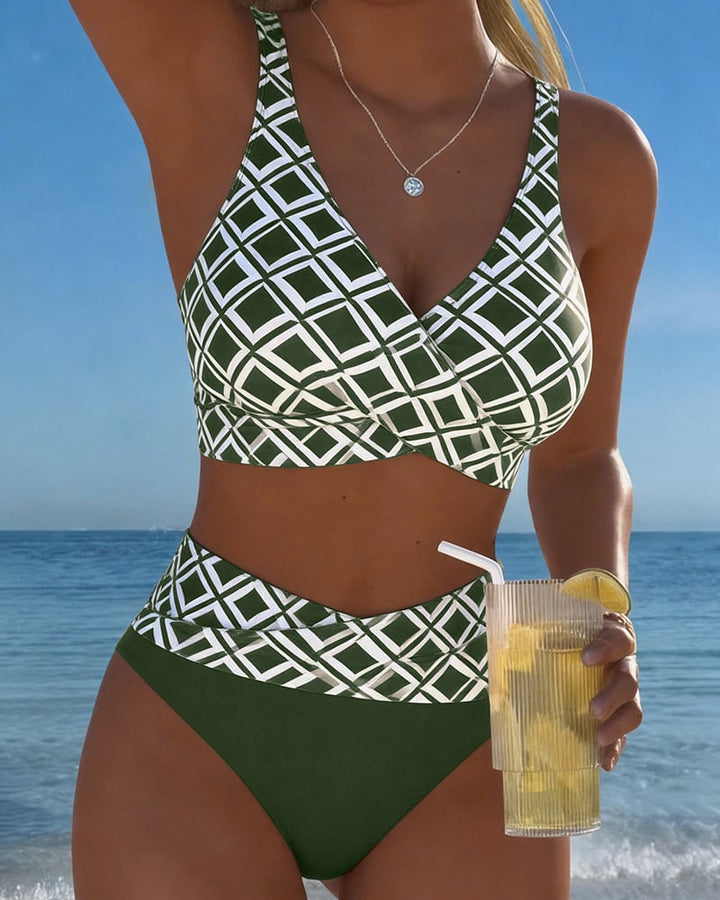 Fiona - Twee-delige bikini met uitgesneden beha en diamanten patroon