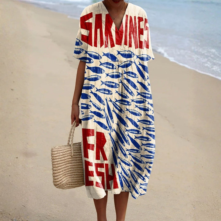 Catalina - Jurk met Sardinepatroon