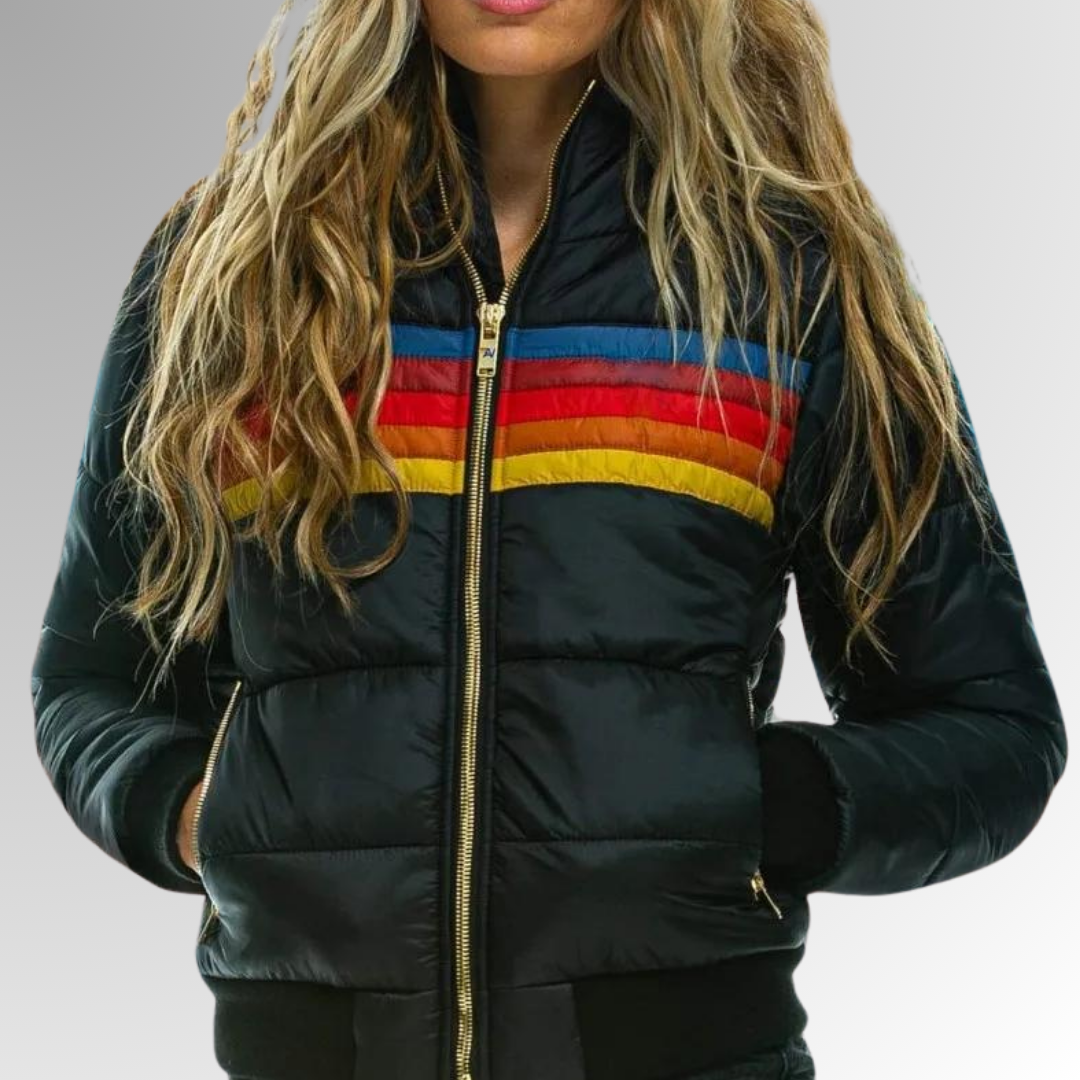 Chloe - Zip-Up Jacket met Regenboog Strepen