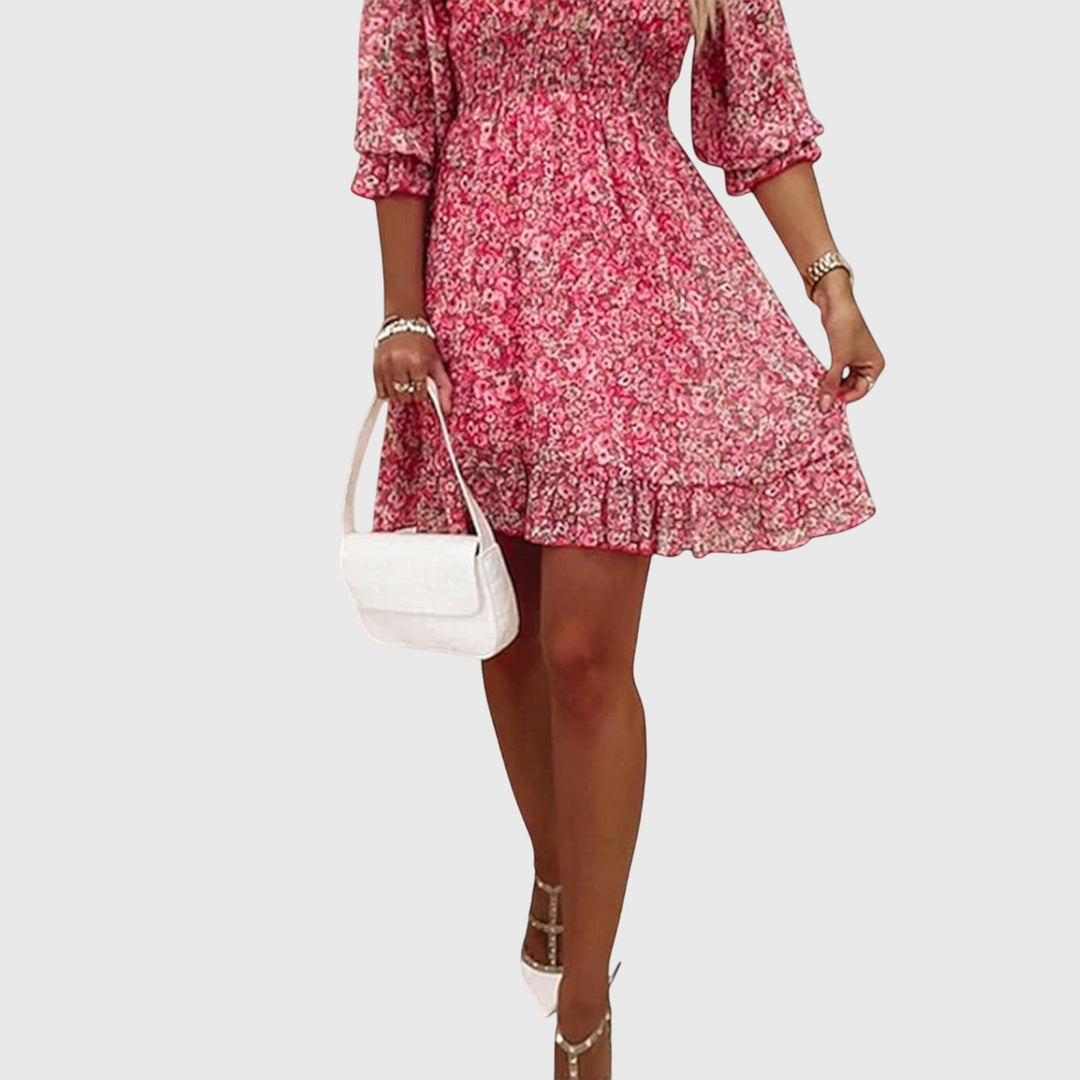 Stephanie - Bloemen Puff Sleeve Jurk