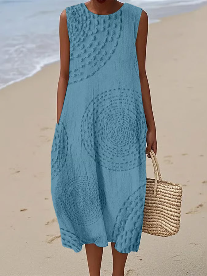 Sadie - Textured Mouwloze Maxi Jurk