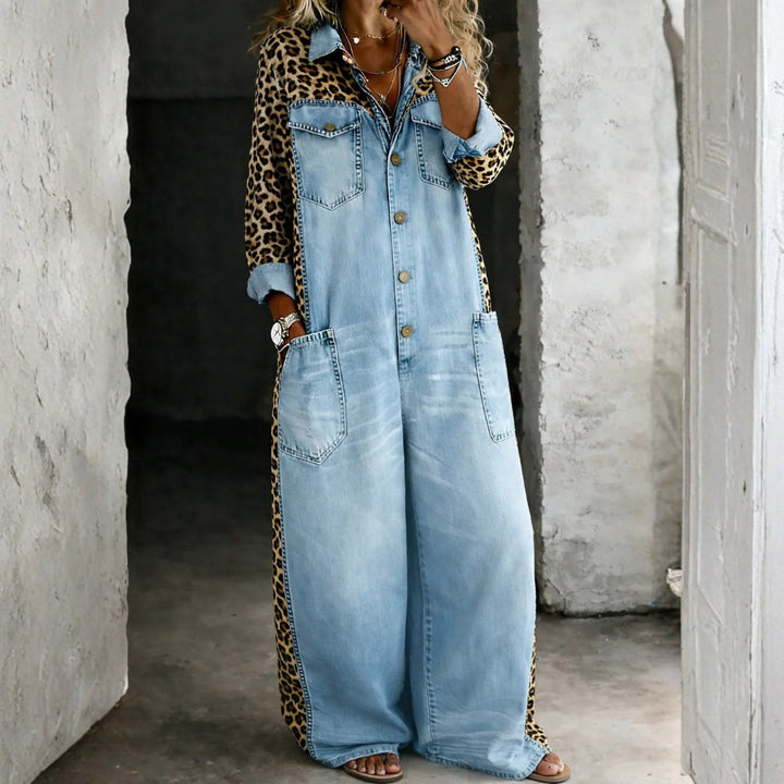 Mackenzie - Eén stuk Denim Shirt Jumpsuit