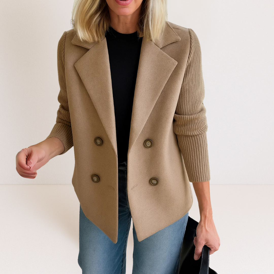 Marta - Elegante Jas met Gebreide Mouwen