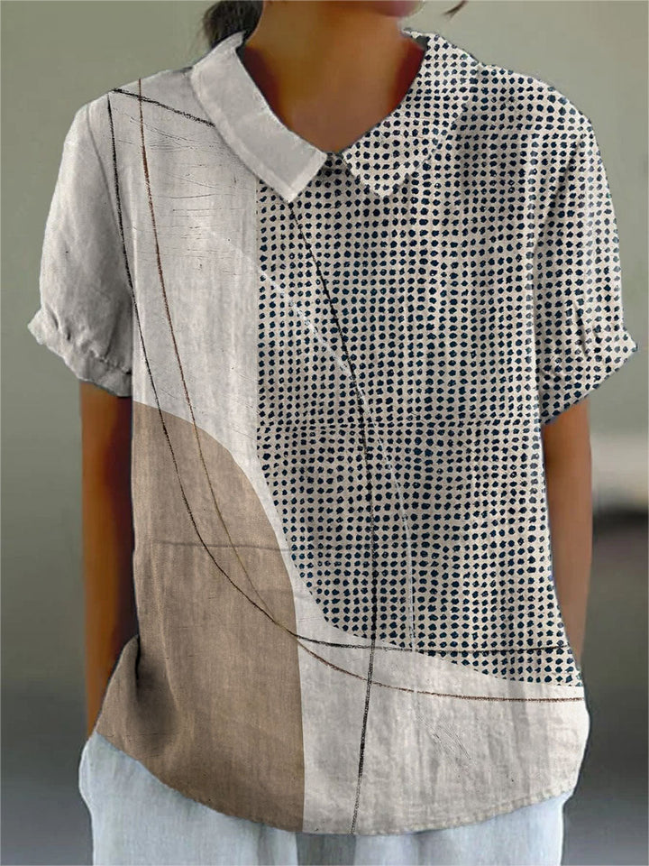 Amber - Blouse met Abstracte Vlekken en Lijnen