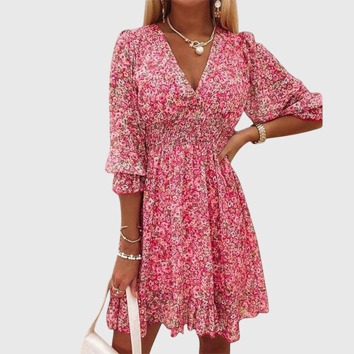 Stephanie - Bloemen Puff Sleeve Jurk