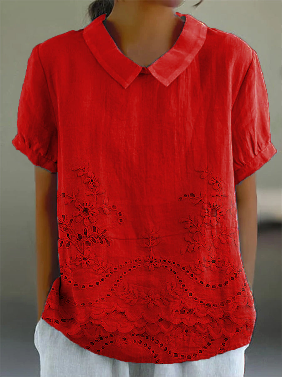 Jade - Geborduurde Bloemenblouse