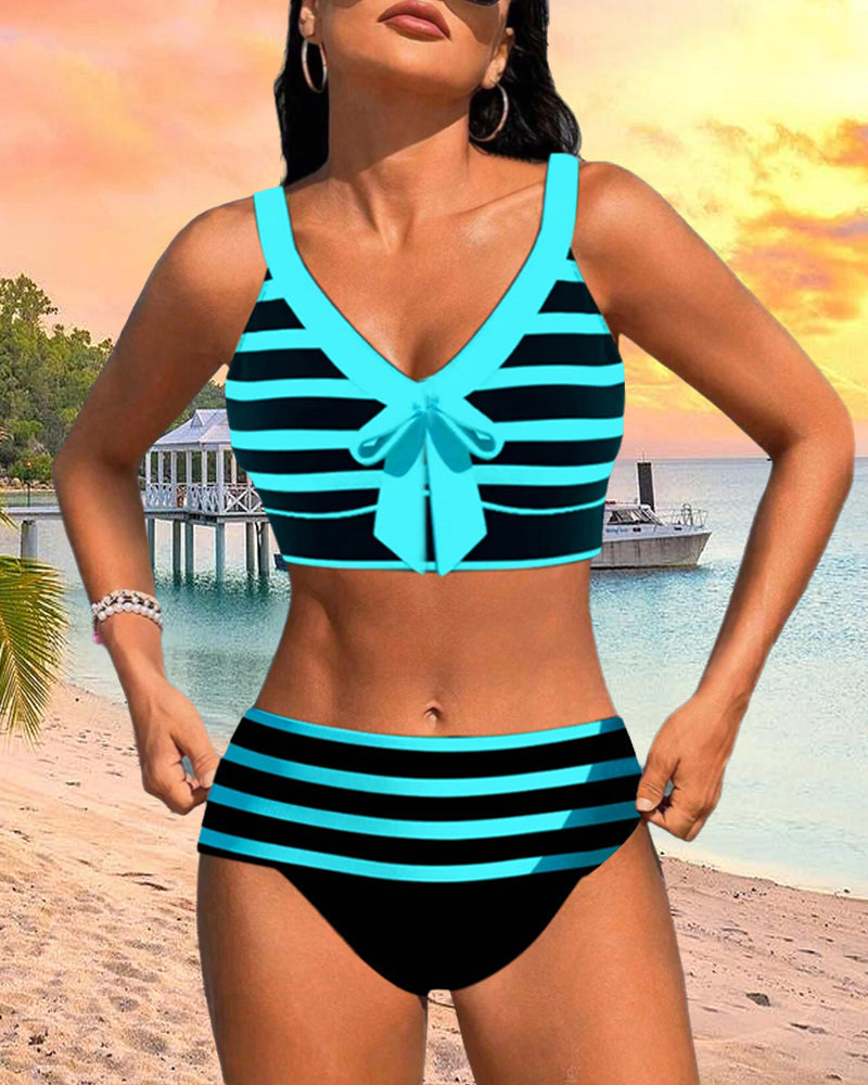 Molly - Hoge Taille Gestreepte Bikini