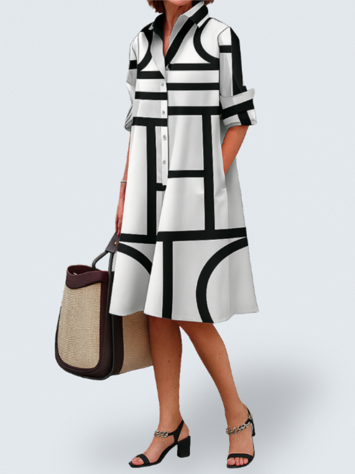 Audrey - Overhemdjurk met Geometrische Print
