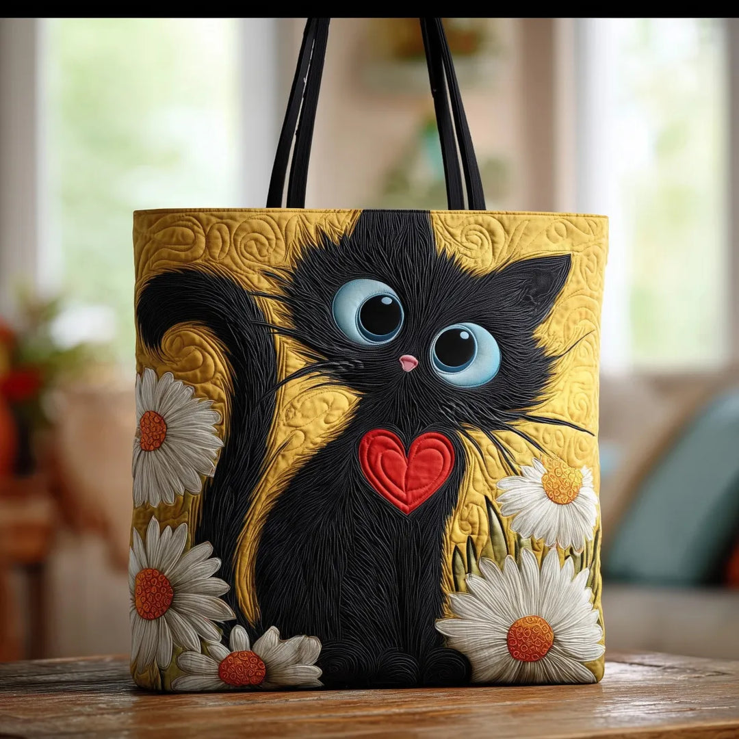 Handgemaakte Melodie - Zwarte Kat met Margrieten