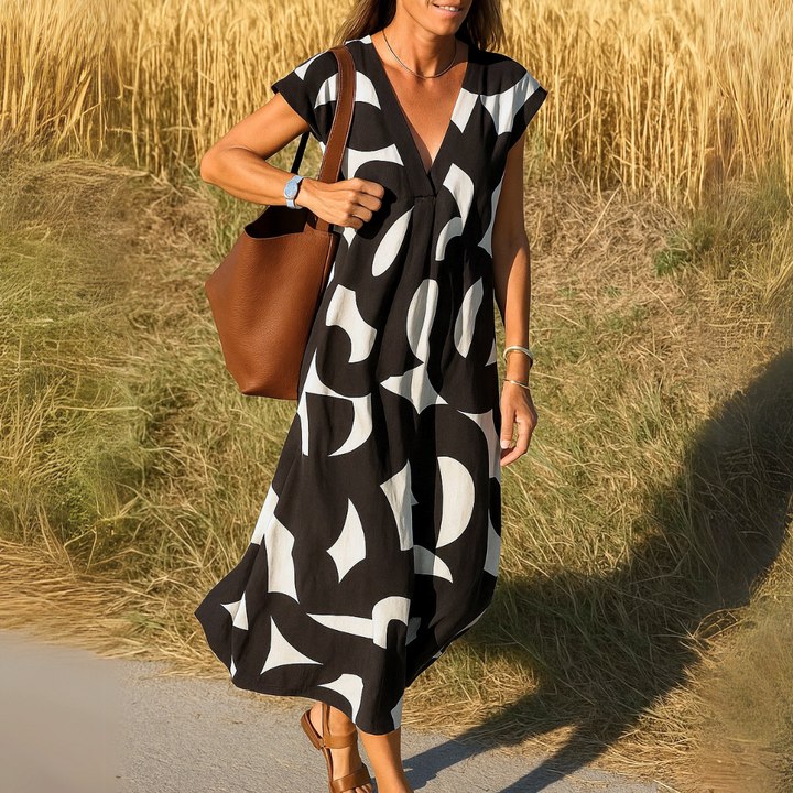 Layla - Vloeiende jurk met V-hals