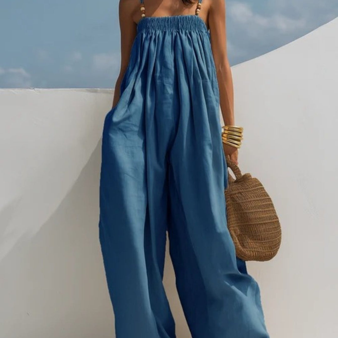 Valentina - Denim Wijde-Pijpen Jumpsuit