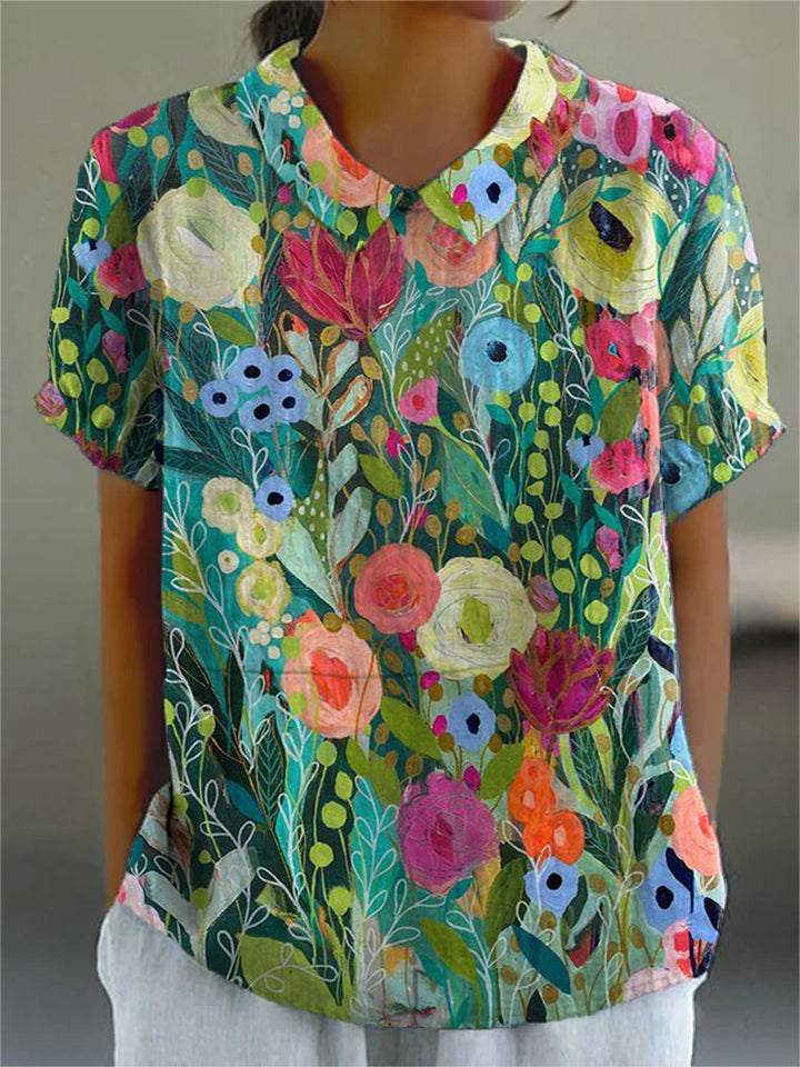 Kristal - Aquarel Bloemen Blouse