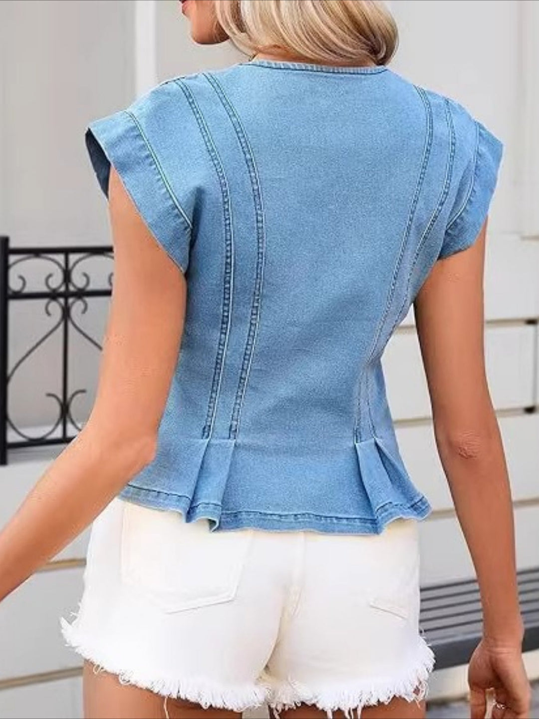 Willa - V-Hals Denim Top