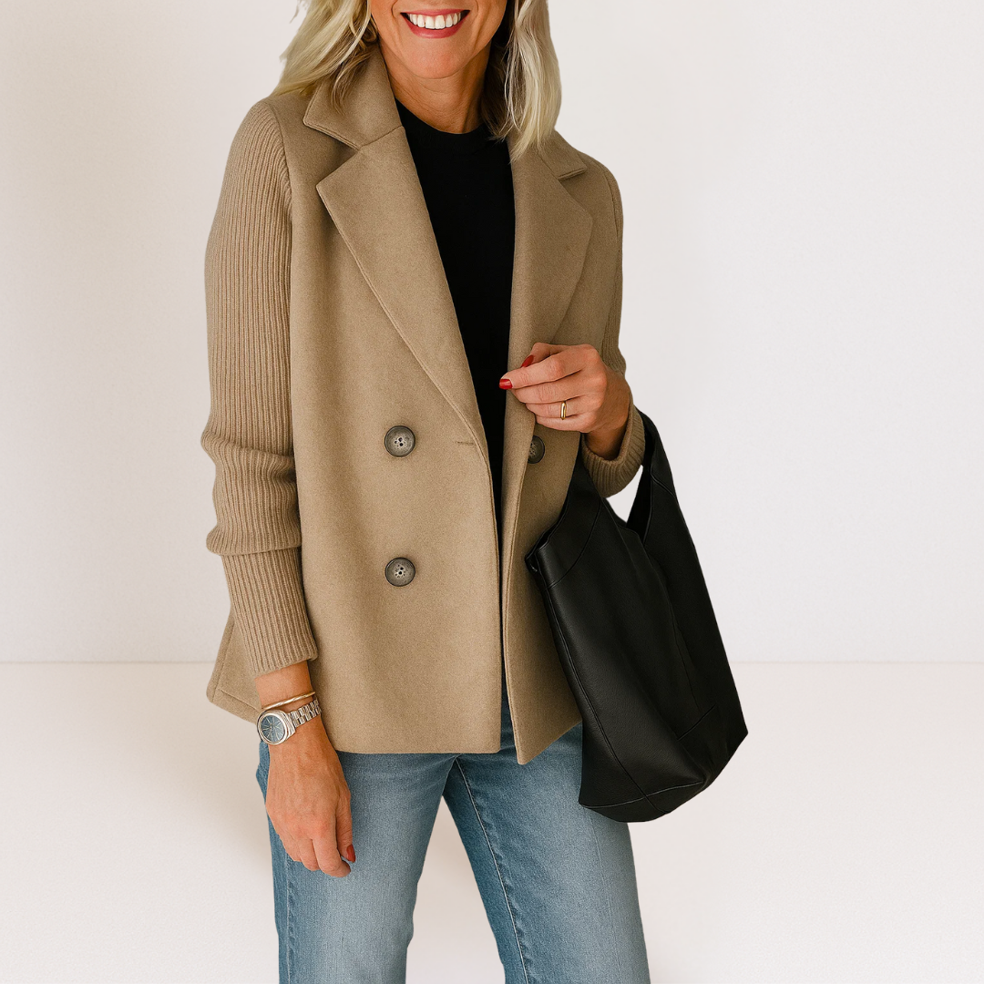 Marta - Elegante Jas met Gebreide Mouwen
