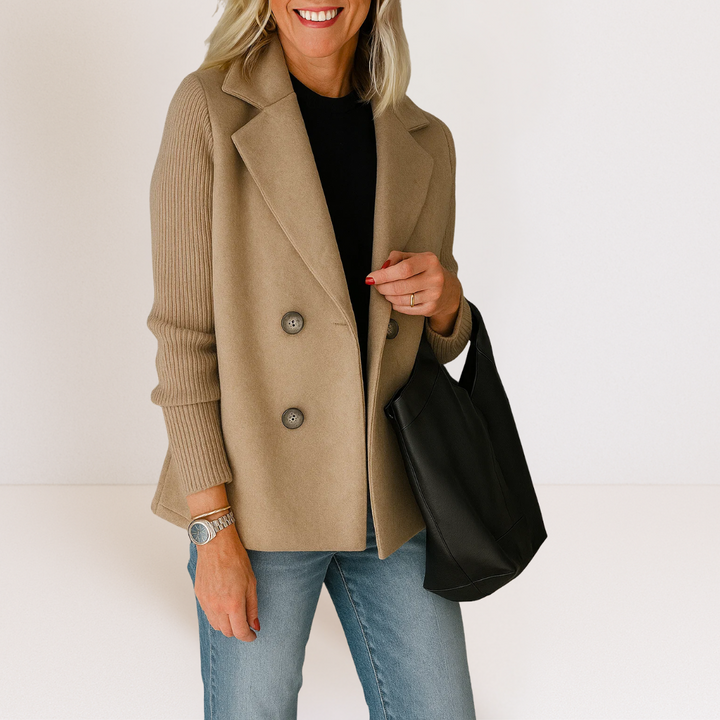 Marta - Elegante Jas met Gebreide Mouwen