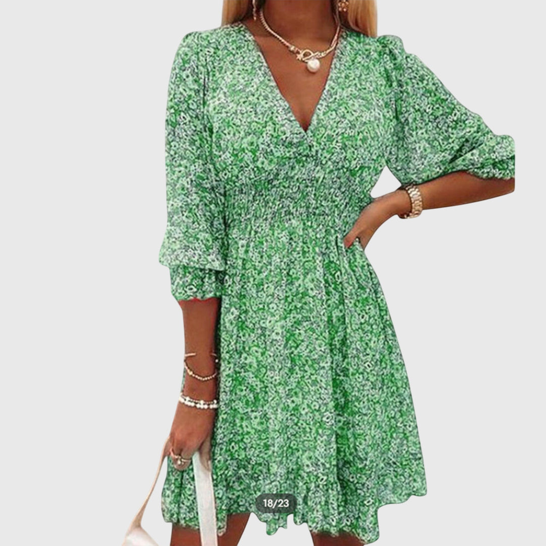 Stephanie - Bloemen Puff Sleeve Jurk