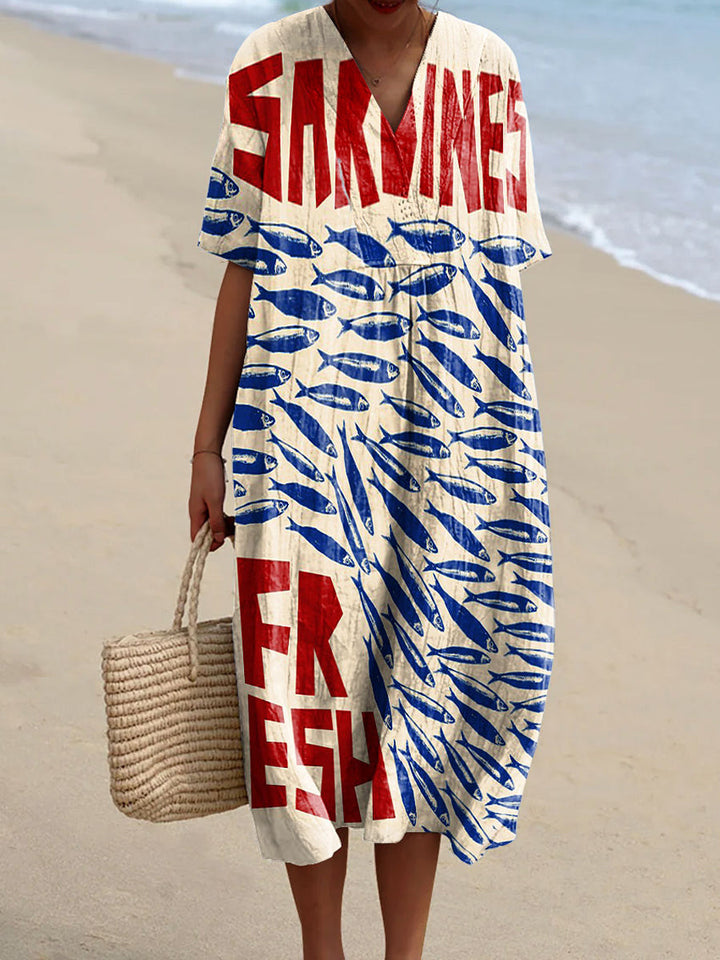 Catalina - Jurk met Sardinepatroon