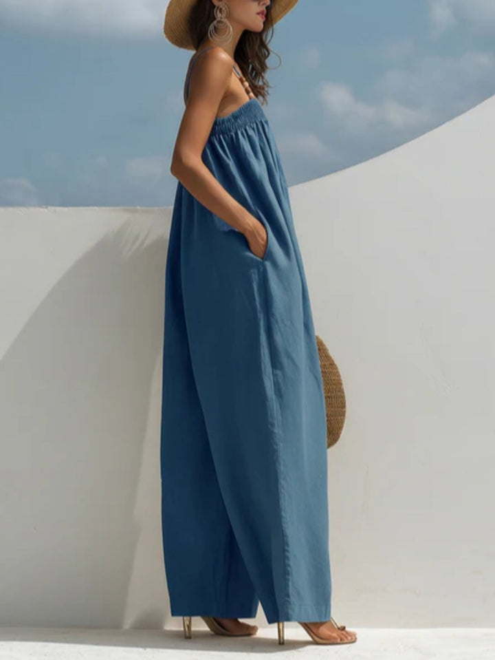Valentina - Denim Wijde-Pijpen Jumpsuit