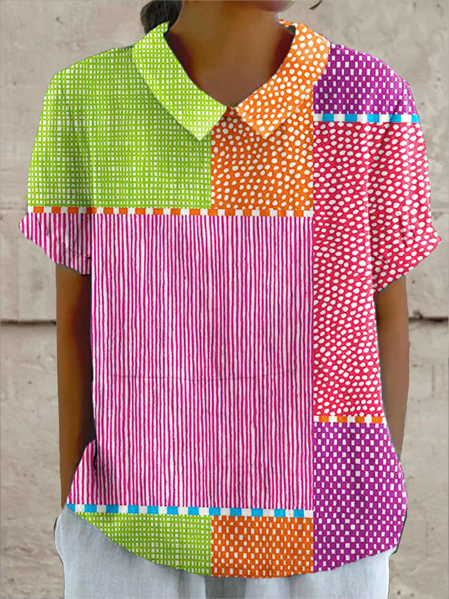 Vivian - Kleurrijke Patchwork Blouse