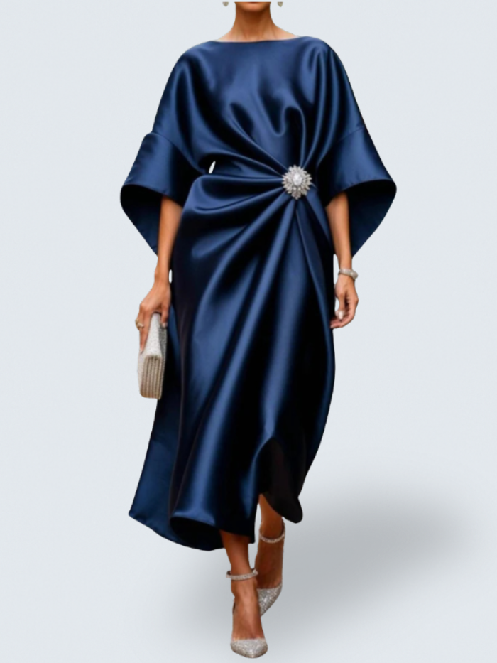 Savannah - Luxe Shimmer Satijnen Lange Jurk