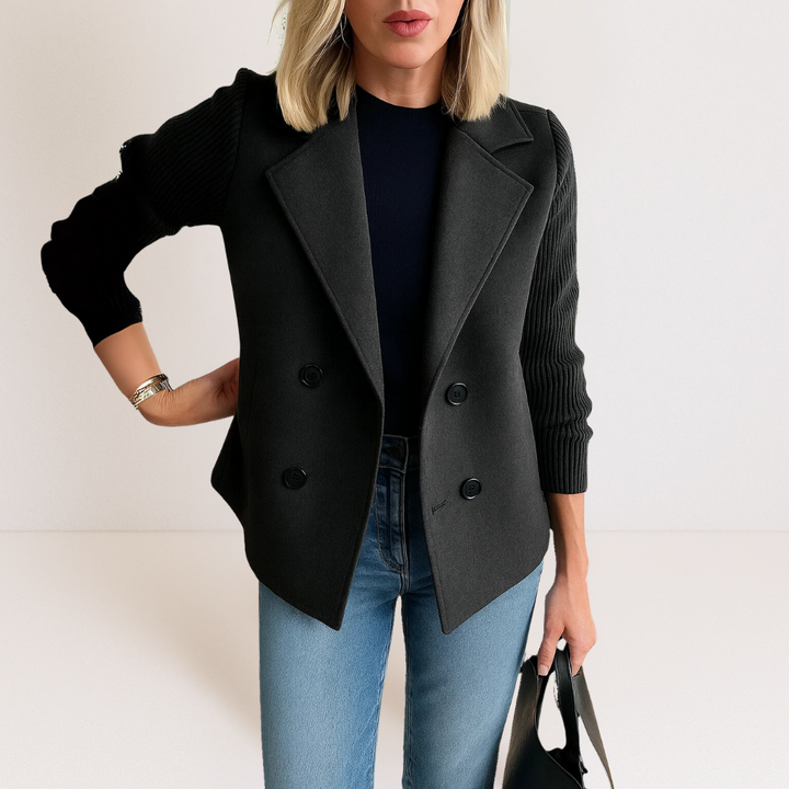 Marta - Elegante Jas met Gebreide Mouwen