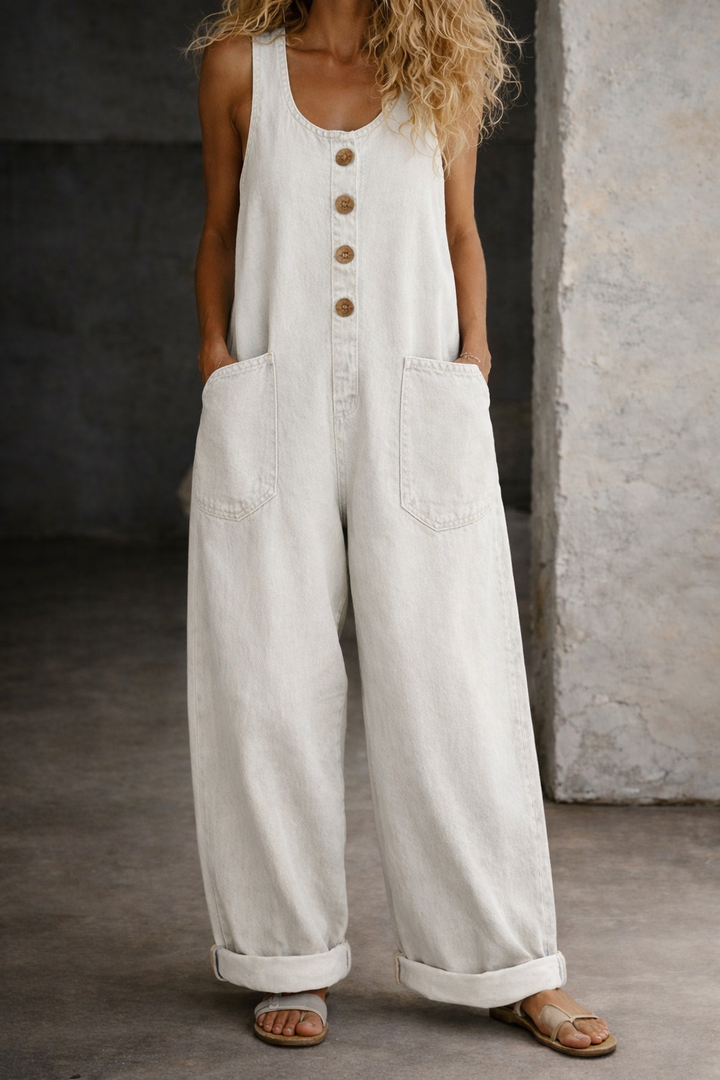 Megan - Vintage Gewassen Katoenen Denim Overalls