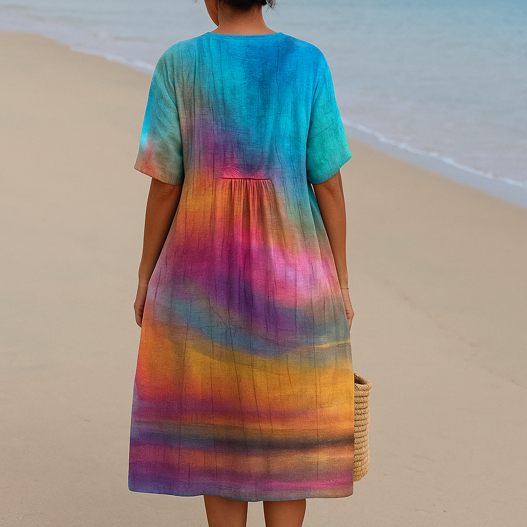 Bethany - Tie-Dye Jurk bij Zonsondergang