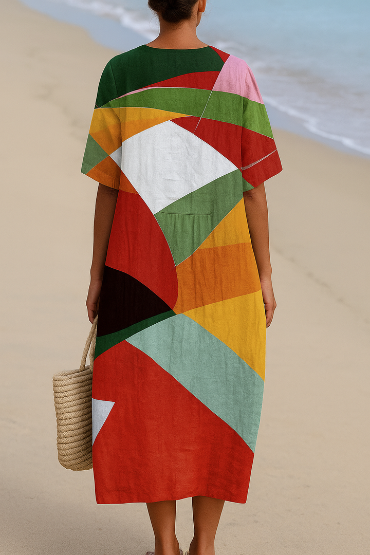 Amber - Kleurrijke Patchwork Jurk
