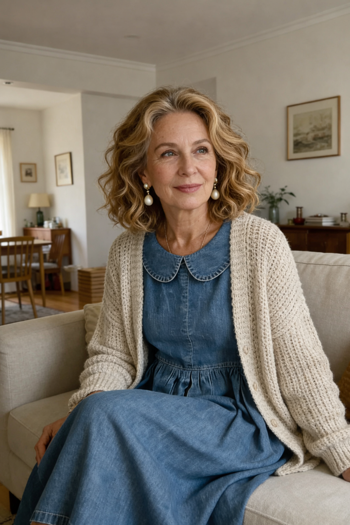 Hallie - Denim Jurk met Peter Pan Kraag