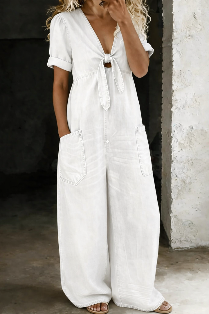 Sophie - Korte Mouw Jumpsuit met V-Hals