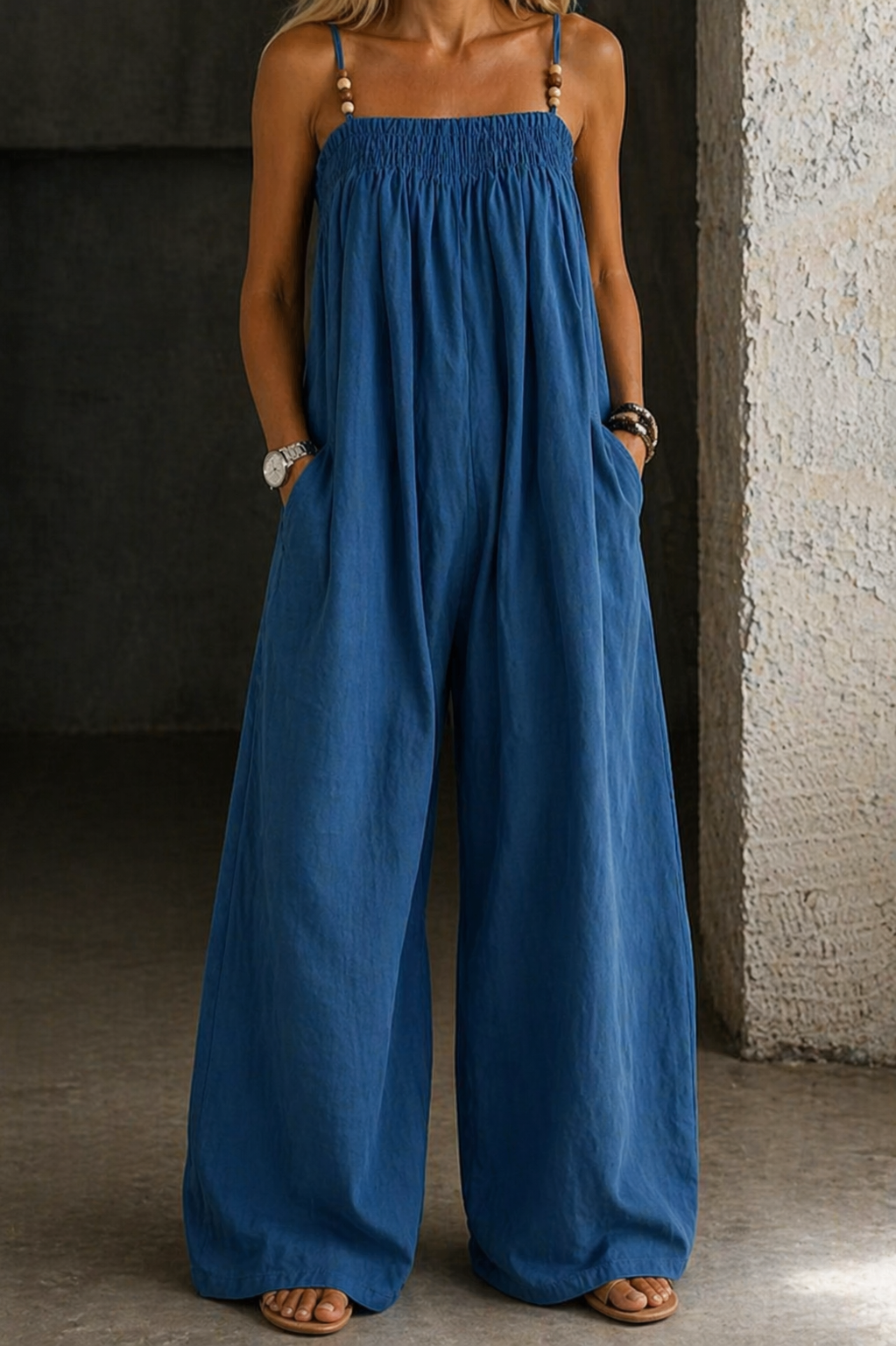 Valentina - Denim Wijde-Pijpen Jumpsuit