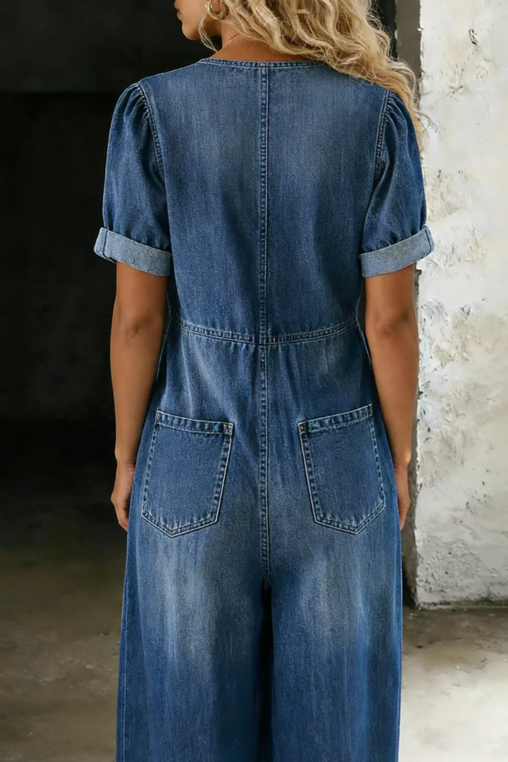 Sophie - Korte Mouw Jumpsuit met V-Hals