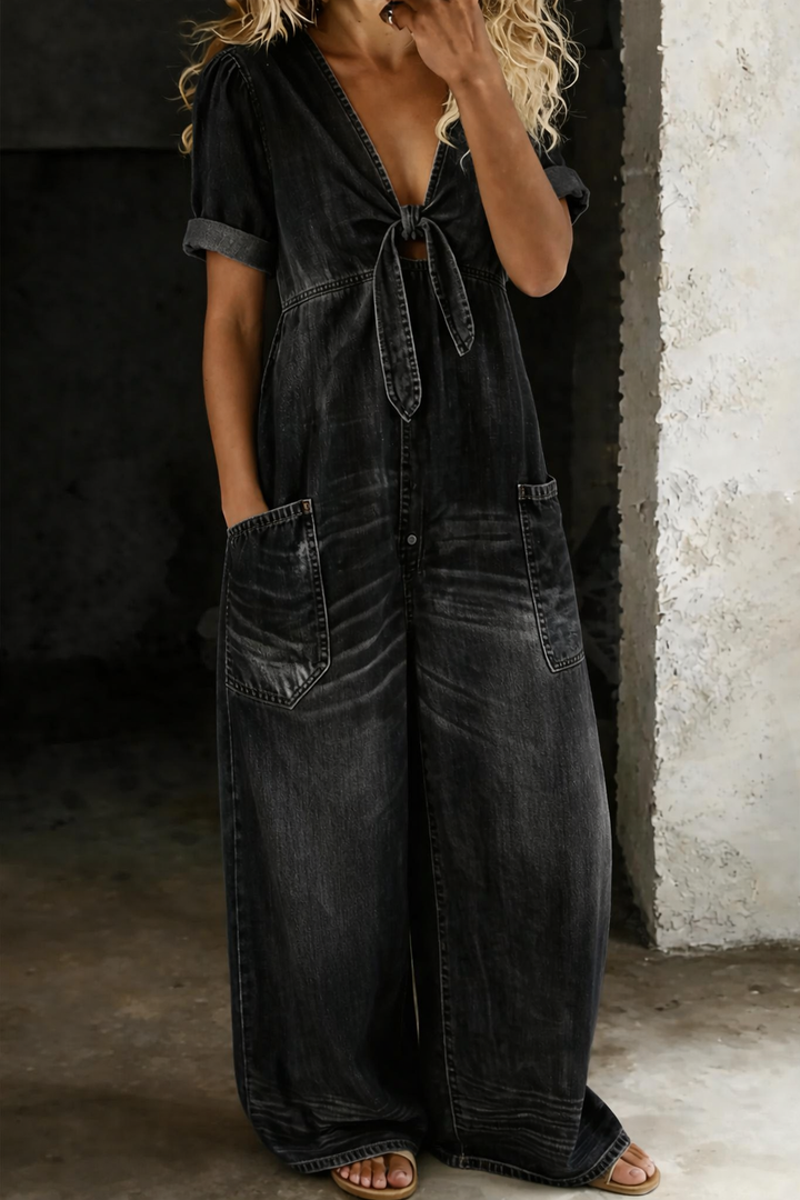 Sophie - Korte Mouw Jumpsuit met V-Hals