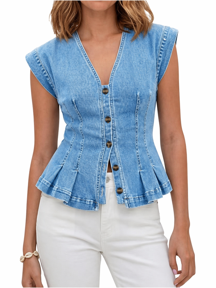 Willa - V-Hals Denim Top