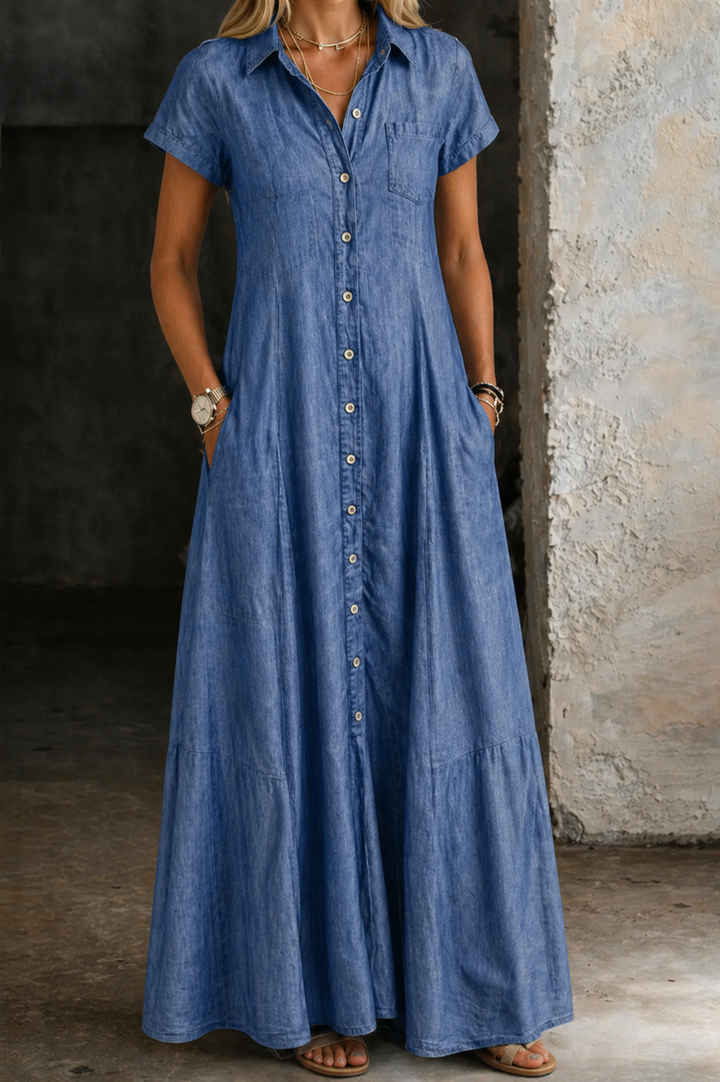 Adalynn - Lange Denim Jurk