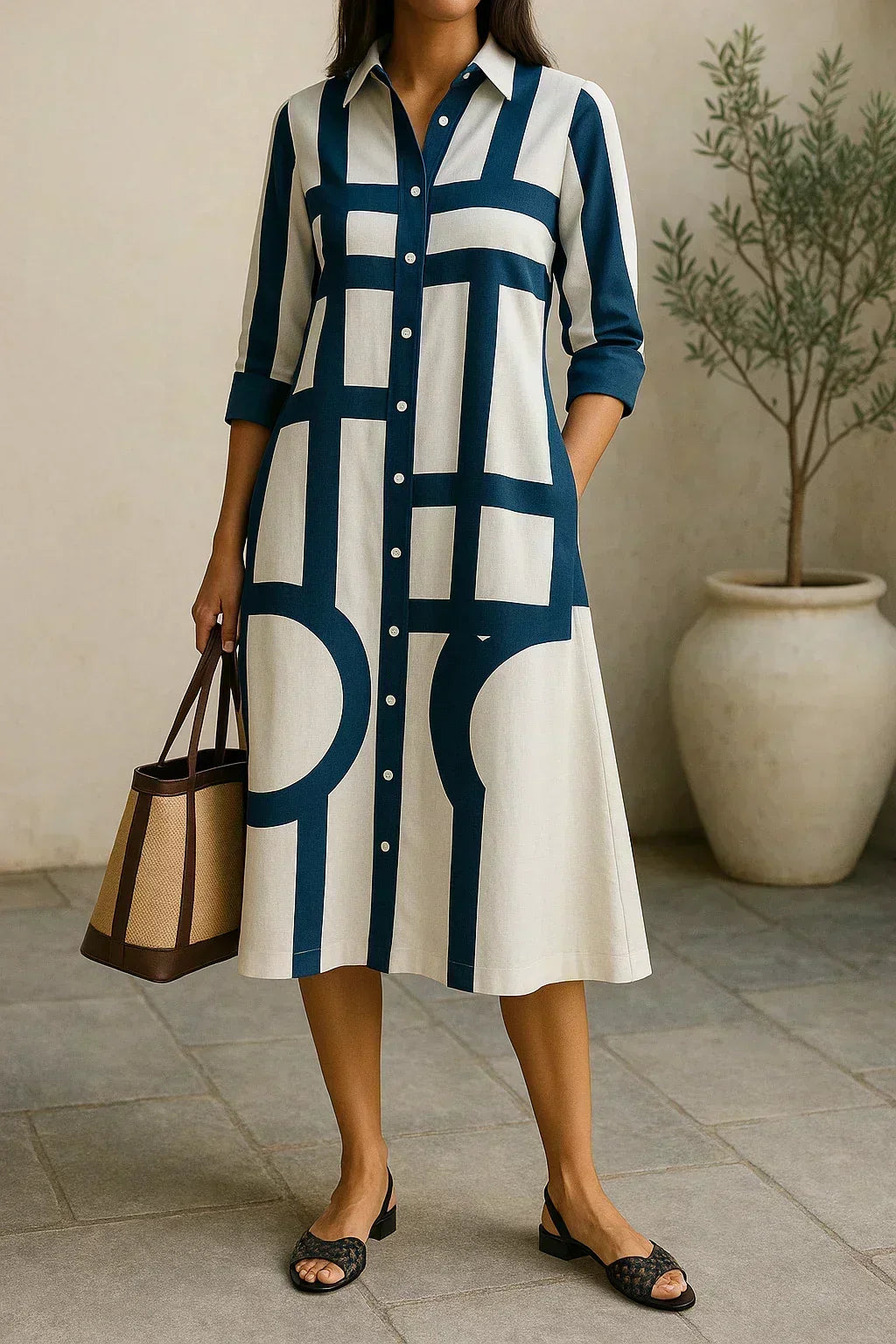 Audrey - Overhemdjurk met Geometrische Print