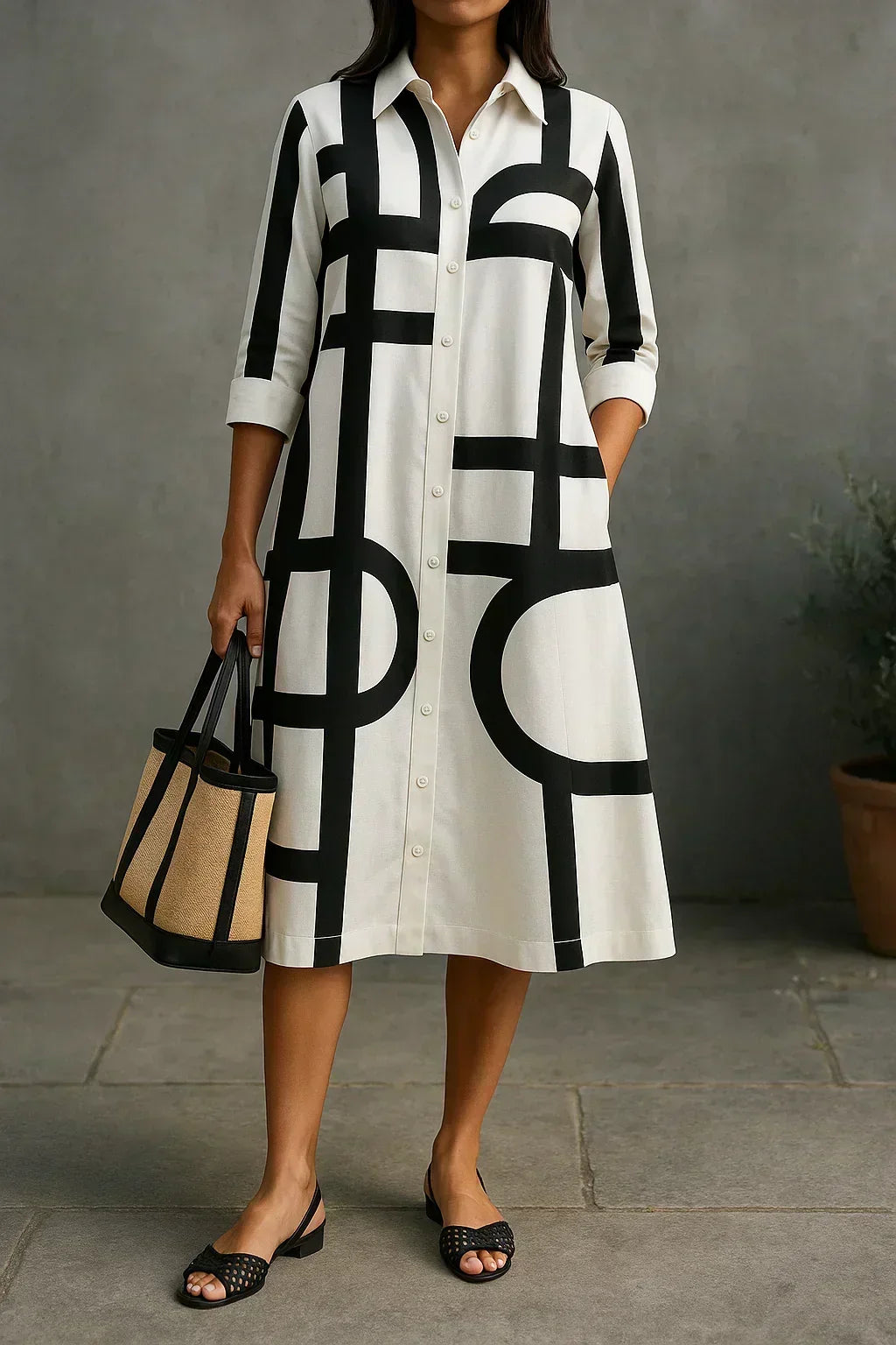 Audrey - Overhemdjurk met Geometrische Print