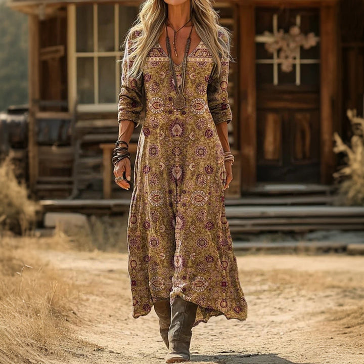 Violet - Casual Lange Mouwen Jurk Geïnspireerd door Vintage