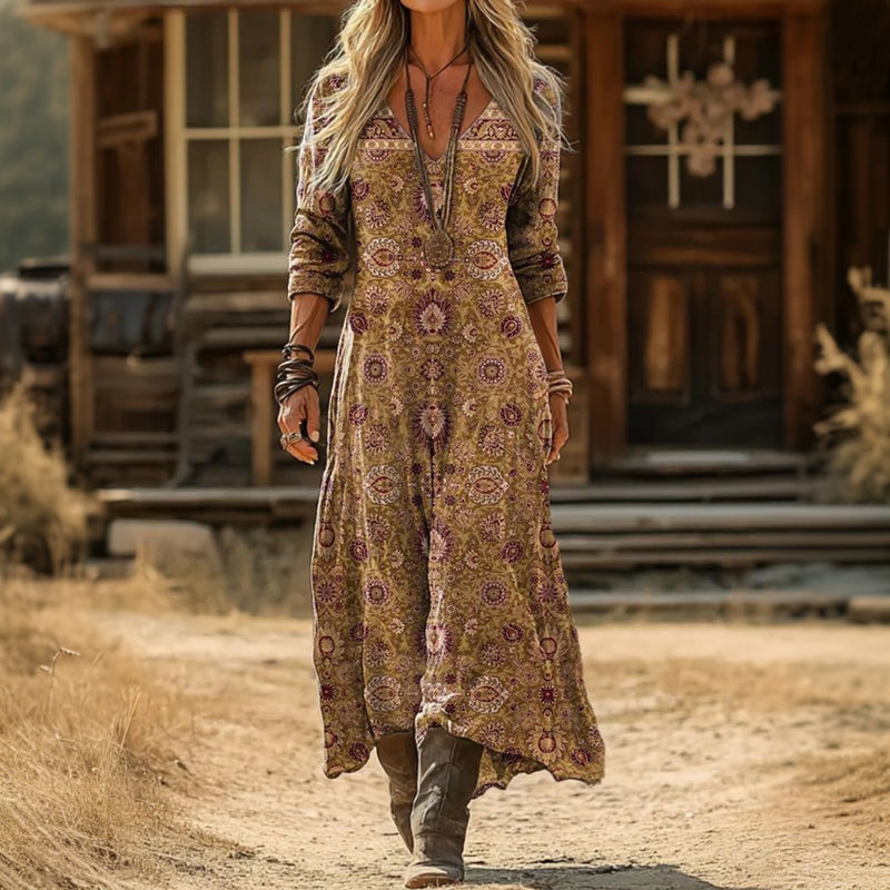 Violet - Casual Lange Mouwen Jurk Geïnspireerd door Vintage