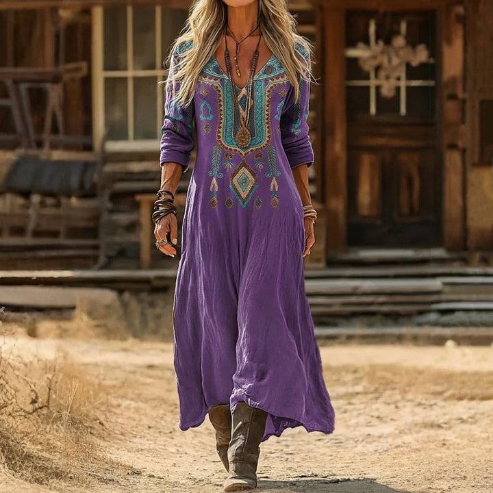 Layla - Casual Lange Mouwen Jurk Geïnspireerd door Vintage