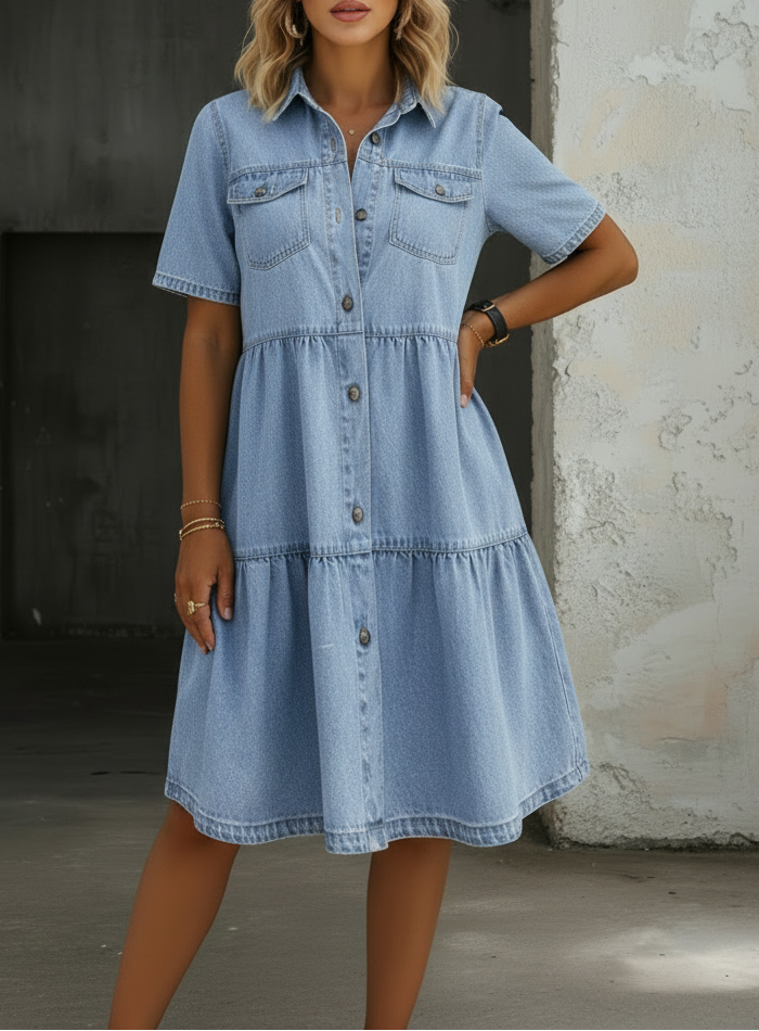 Jillian - Casual Elegante Denim Jurk